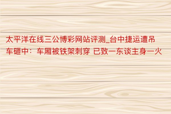 太平洋在线三公博彩网站评测_台中捷运遭吊车砸中：车厢被铁架刺穿 已致一东谈主身一火